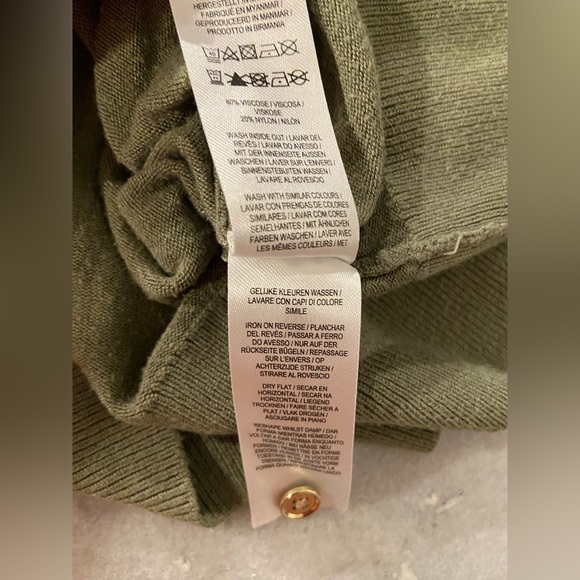 Primark Size M Sage Green Long Sleeve Gold Button V Neck Lightweight Cardigan - Picture 11 of 11